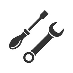 Screwdriver and spanner glyph icon