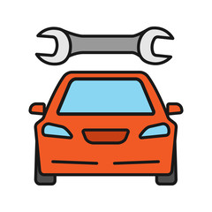 Car with spanner color icon