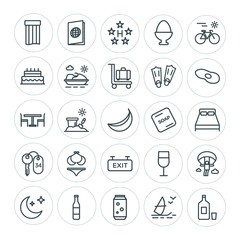 Modern Simple Set of food, hotel, drinks, travel Vector outline Icons. ..Contains such Icons as  action,  vacation,  bottle,  water, alcohol and more on white background. Fully Editable. Pixel Perfect