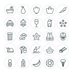 Modern Simple Set of food, hotel, drinks, travel Vector outline Icons. ..Contains such Icons as  rescue,  toilet, bath,  cake,  sun, sweet and more on white background. Fully Editable. Pixel Perfect