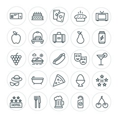 Modern Simple Set of food, hotel, drinks, travel Vector outline Icons. ..Contains such Icons as  wave,  background, food,  design,  alcohol and more on white background. Fully Editable. Pixel Perfect