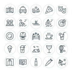 Modern Simple Set of food, hotel, drinks, travel Vector outline Icons. ..Contains such Icons as  movie, trailer,  television,  lift,  street and more on white background. Fully Editable. Pixel Perfect