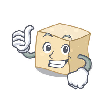 Thumbs Up Tofu Character Cartoon Style