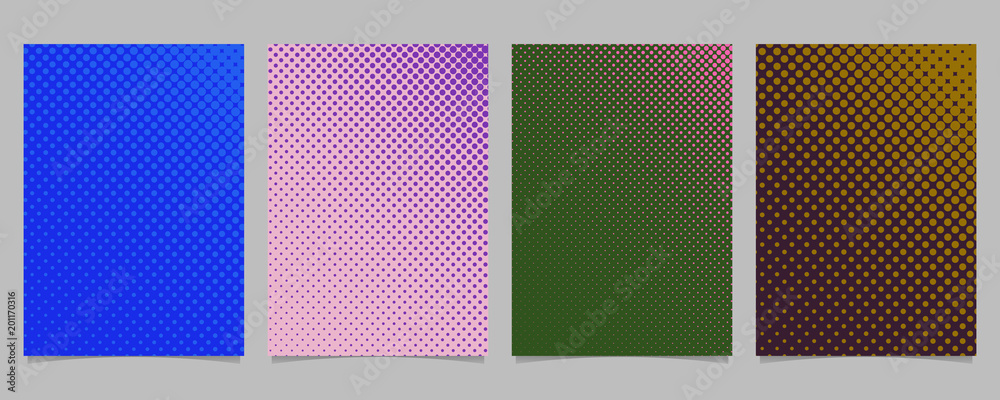Wall mural geometrical halftone dot pattern brochure template set - vector page background graphic designs with