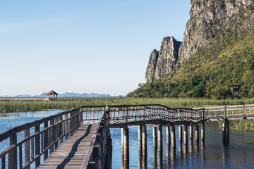 Wooden walkway in Khao Sam Roi Yot National Park, Kui Buri District, Prachuap Khiri Khan, Thailand