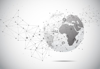 Global network connection. World map point and line composition concept of global business. Vector Illustration