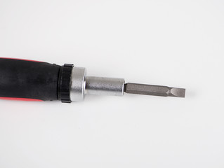 Close-up of screwdriver on white background. Isolated. Industry.