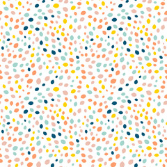 Vector organic seamless abstract background, botanical motif with stylized small leaves, freehand doodles pattern.