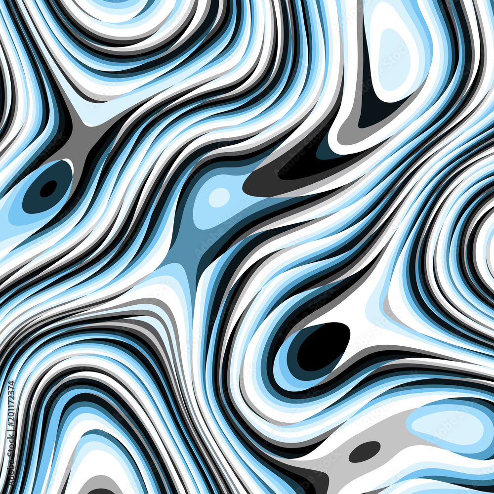 Aufkleber Abstract vector pattern. Curved wavy psychedelic irregular lines. Pattern based on fractal image.