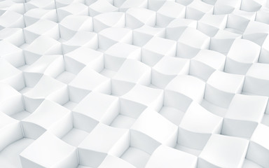 Abstract array of shinny white polygons. 3d render