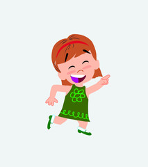 White girl running smiling.