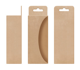 box, packaging, box brown for hanging cut out window shape open blank template for design product package