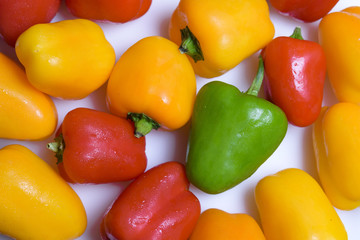 Colorful Bell Peppers in white Background