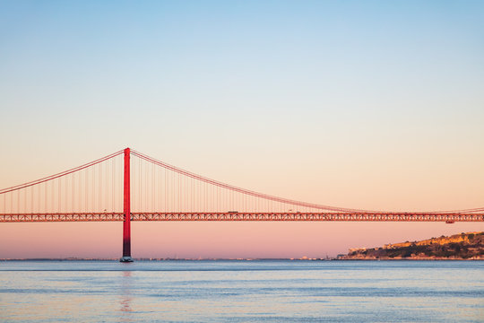 April 25th Bridge at Twilight in Lisbon, Portugal