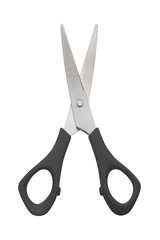 scissors with white background close up with black handles