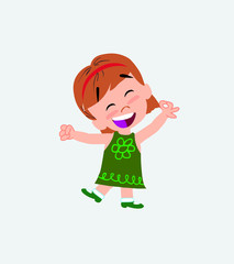 White girl exulting in happiness