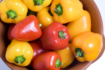 Colorful Bell Peppers in white Background
