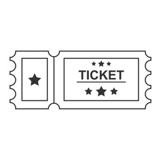 Ticket black Line Icon On white Background. Stock flat vector illustration.