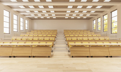3D Rendering of a University Classroom Front View - obrazy, fototapety, plakaty