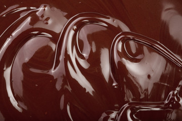 Melted chocolate swirl as a background closeup