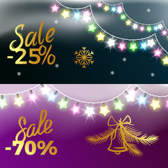 -25 and -70 Sale New Year Vector Illustration
