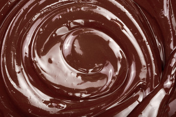 Melted chocolate swirl as a background closeup