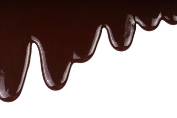 Melted chocolate dripping isolated on white background