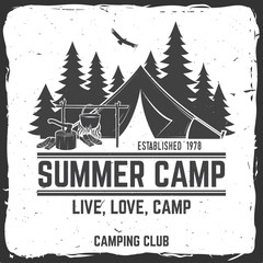 Obraz premium Summer camp. Vector illustration. Concept for shirt or logo, print, stamp or tee.