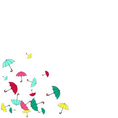 Pretty summer background with umbrellas. Umbrellas In Cartoon Free Style. Pattern Art Illustration Vector