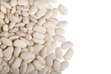 White kidney beans isolated on white background with copy space for your text. Top view