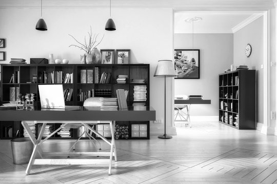 Neugestaltung im Büro (schwarz-weiß)