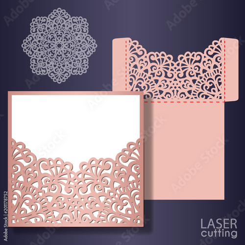 die laser cut wedding card vector template invitation envelope