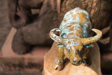 Buffalo statue in the garden.