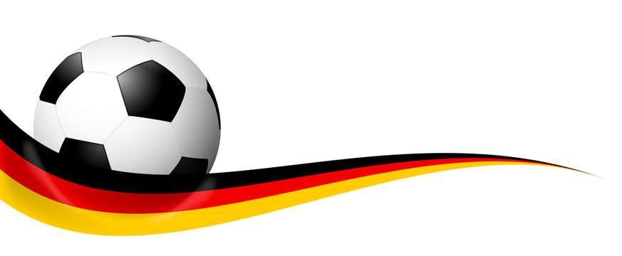 soccer ball behind german banner
