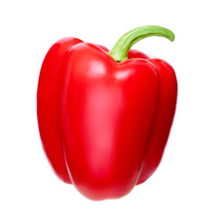 Red pepper isolated on white background. Top view. Flat lay. Food concept..