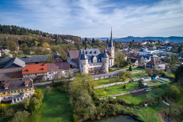 Air view of Ahorn castle