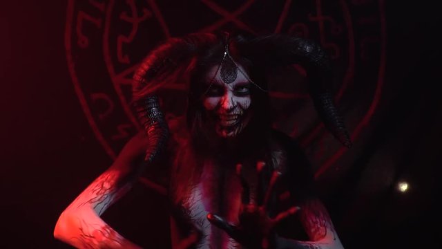 Ritual dance of the demon during the evocation of evil, concept art