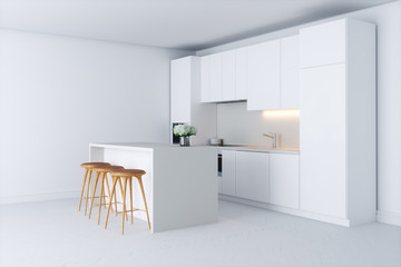Contemporary minimalistic kitchen in new 3d render