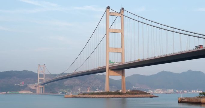 Tsing ma suspension bridge in Hong Kong