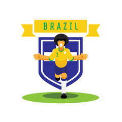 number seven Brazil player celebrate with team badge