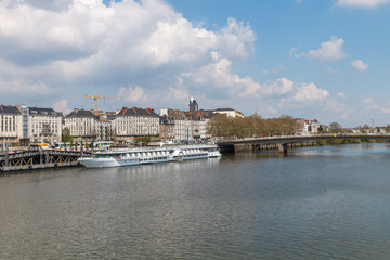 Fototapeta na wymiar The cruise ship Loire Princess moored during a stopover in Nantes, France
