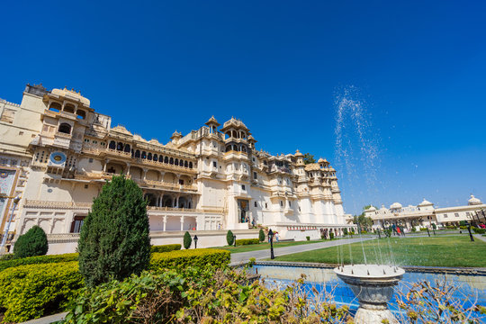 Udaipur city palace in sunny day.