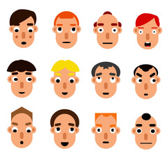 set of male avatars, avatars, flat design, avatars set