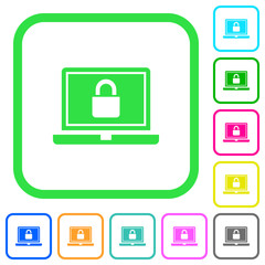 Locked laptop vivid colored flat icons