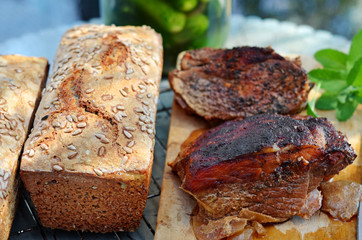 Bread and baked meat