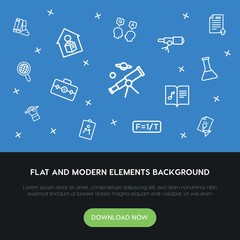 science, education outline vector icons and elements background concept on blue background...Multipurpose use on websites, presentations, brochures and more