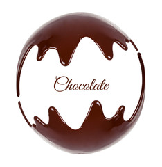 Melted chocolate syrup on white background. Liquid chocolate on a white background.