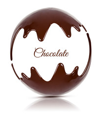 Melted chocolate syrup on white background. Liquid chocolate on a white background.