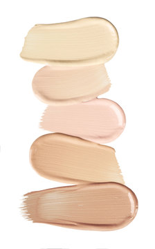 Smears of foundation for face. Cosmetic smear. Isolated on white background