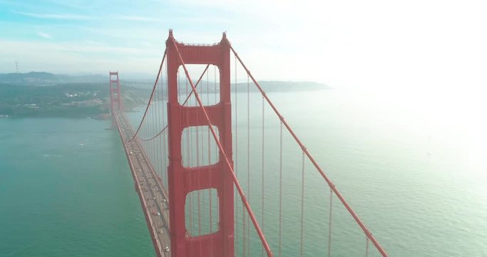 Aerial view over the Golden Gate bridge with the city of San Francisco, California, North America, USA